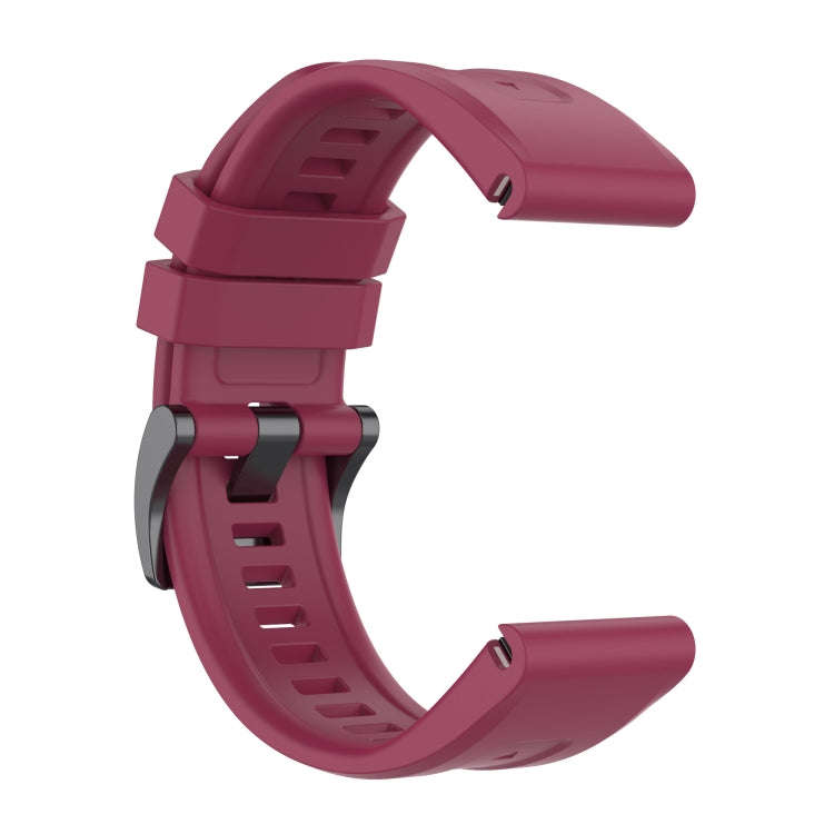 For Garmin Fenix 7 Pro Solid Color Black Buckle Silicone Quick Release Watch Band(Wine Red)