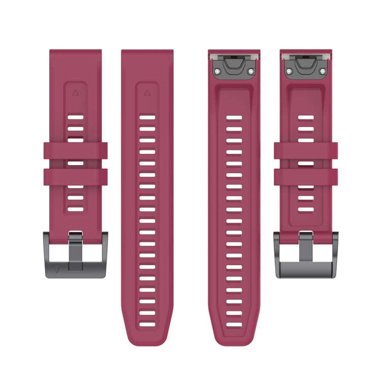 For Garmin Fenix 7 Pro Solid Color Black Buckle Silicone Quick Release Watch Band(Wine Red)
