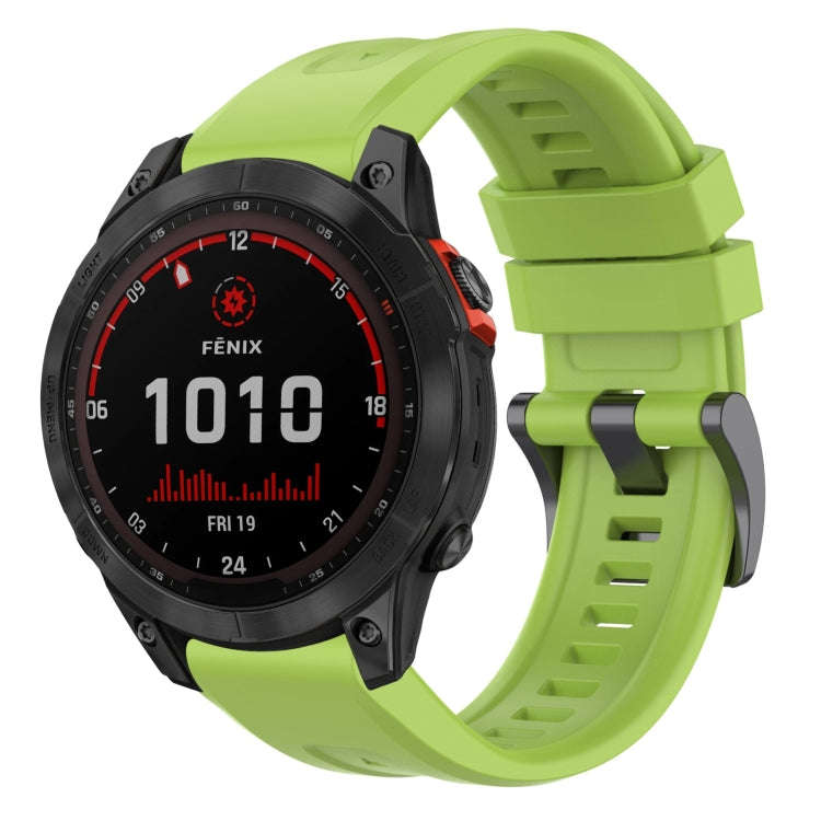 For Garmin Fenix 7 Solar / Sapphire Solar Solid Color Black Buckle Silicone Quick Release Watch B...