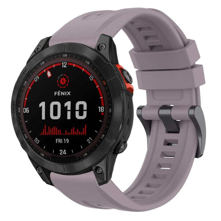 For Garmin Fenix 7 Solar / Sapphire Solar Solid Color Black Buckle Silicone Quick Release Watch B...