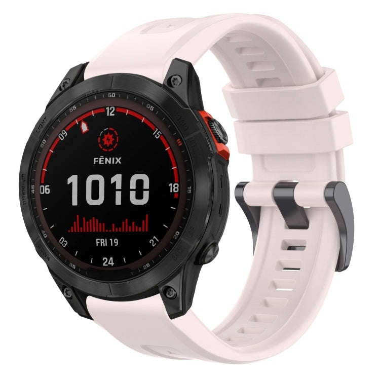 For Garmin Fenix 7 Solar / Sapphire Solar Solid Color Black Buckle Silicone Quick Release Watch B...