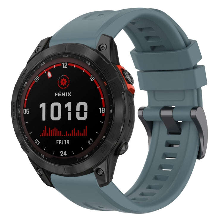 For Garmin Fenix 7 Solar / Sapphire Solar Solid Color Black Buckle Silicone Quick Release Watch B...