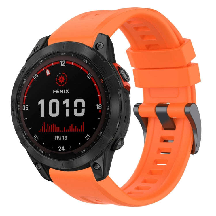 For Garmin Fenix 7 Solar / Sapphire Solar Solid Color Black Buckle Silicone Quick Release Watch B...