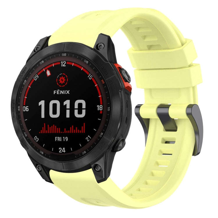 For Garmin Fenix 7 Solar / Sapphire Solar Solid Color Black Buckle Silicone Quick Release Watch B...