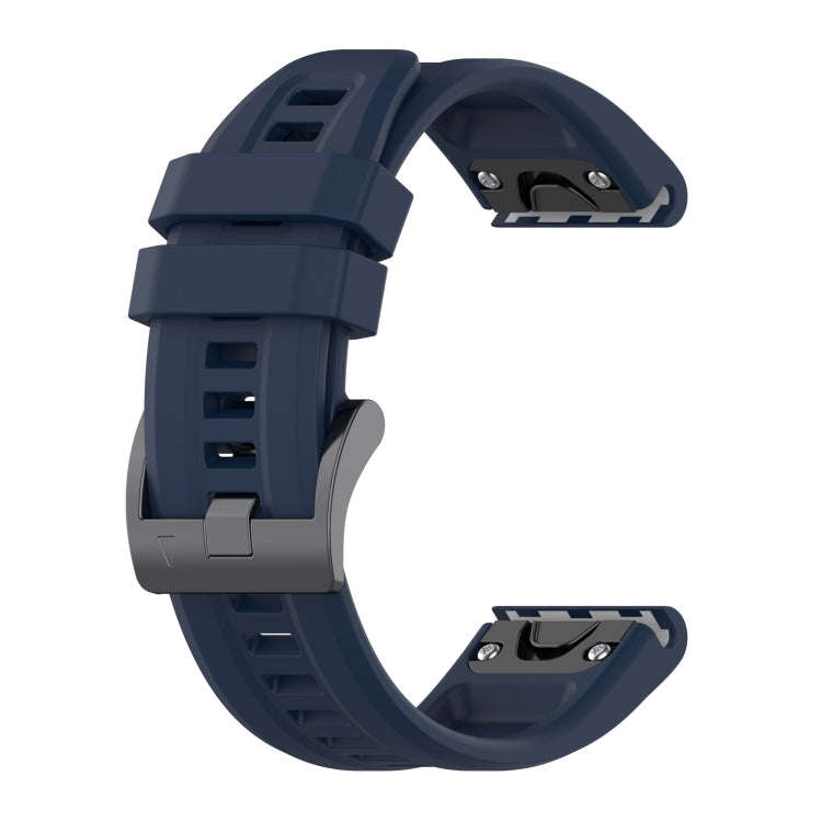 For Garmin Fenix 7 Solar / Sapphire Solar Solid Color Black Buckle Silicone Quick Release Watch B...
