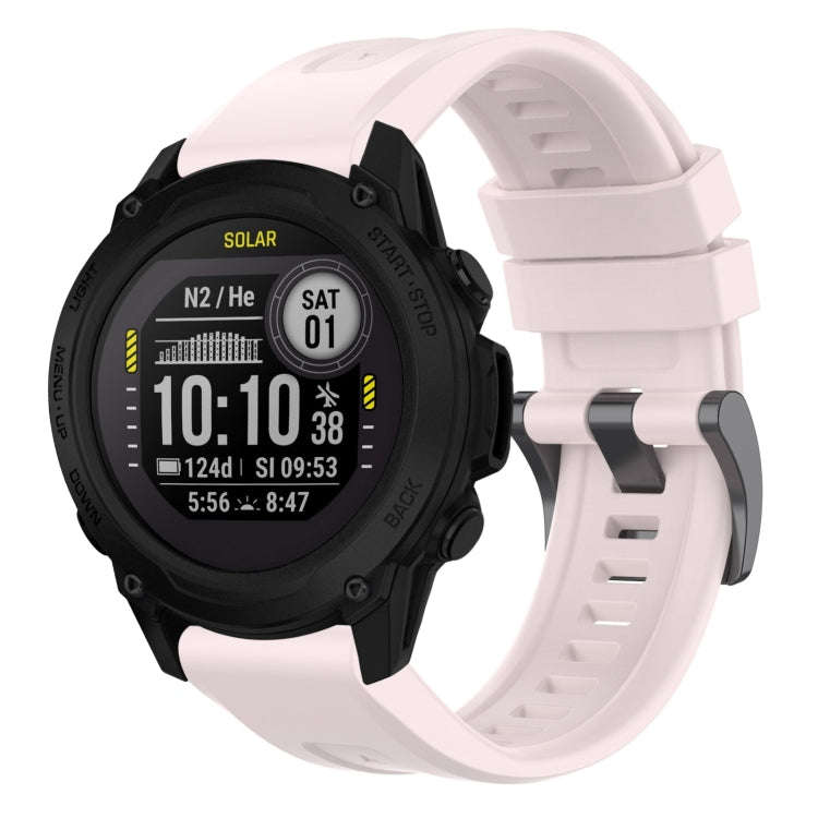 For Garmin Descent G1 / G1 Solar Solid Color Black Buckle Silicone Quick Release Watch Band(Pink)
