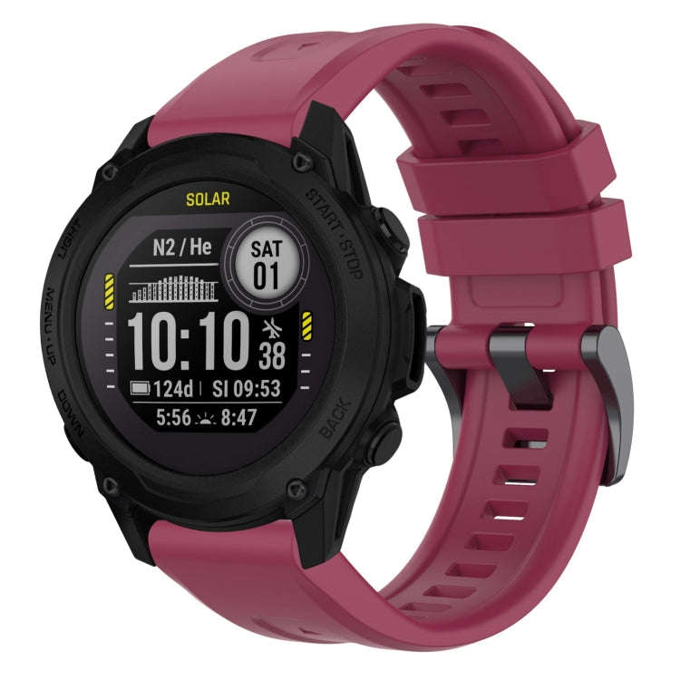 For Garmin Descent G1 / G1 Solar Solid Color Black Buckle Silicone Quick Release Watch Band(Wine ...