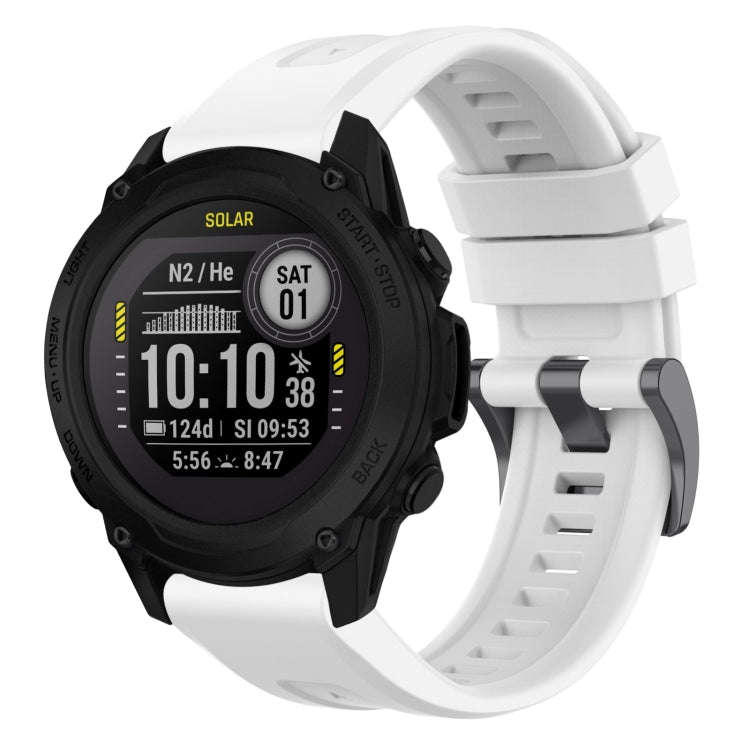 For Garmin Descent G1 / G1 Solar Solid Color Black Buckle Silicone Quick Release Watch Band(White)