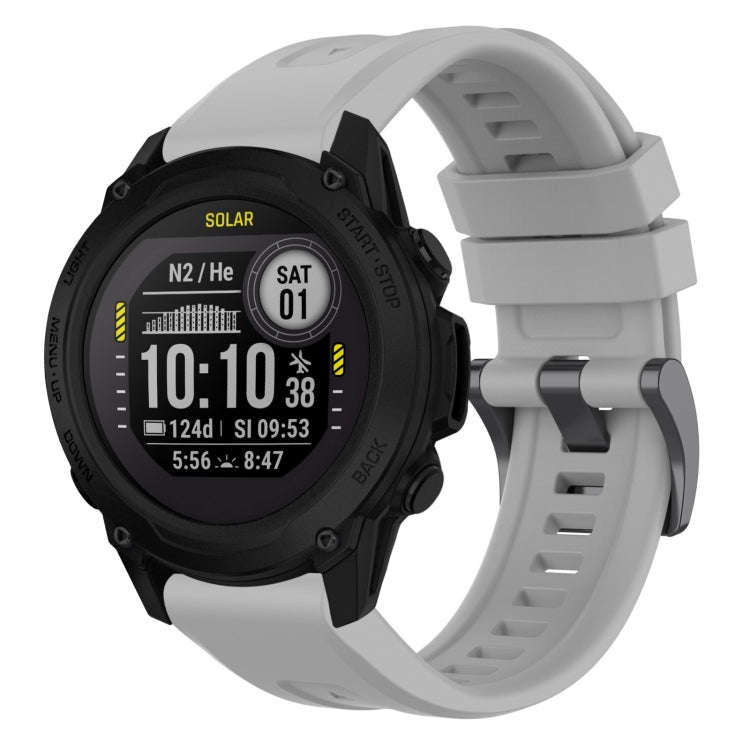 For Garmin Descent G1 / G1 Solar Solid Color Black Buckle Silicone Quick Release Watch Band(Gray)