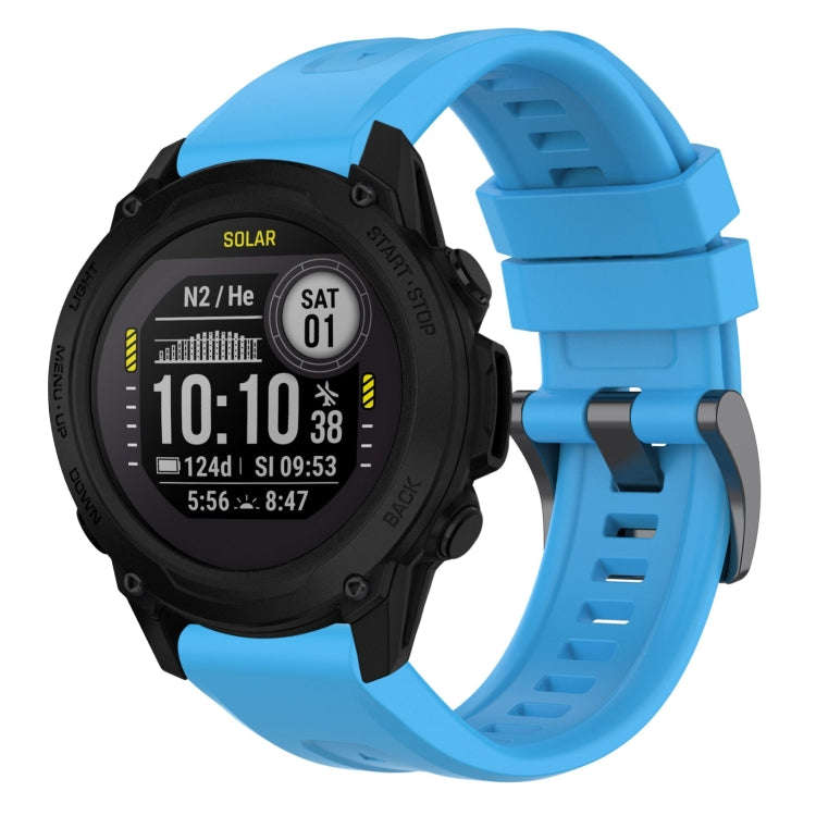For Garmin Descent G1 / G1 Solar Solid Color Black Buckle Silicone Quick Release Watch Band(Sky B...
