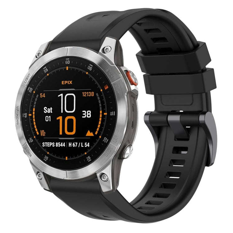 For Garmin Epix Gen2 / Epix Pro Gen2 47mm Solid Color Black Buckle Silicone Quick Release Watch B...