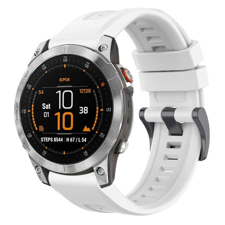 For Garmin Epix Gen2 / Epix Pro Gen2 47mm Solid Color Black Buckle Silicone Quick Release Watch B...