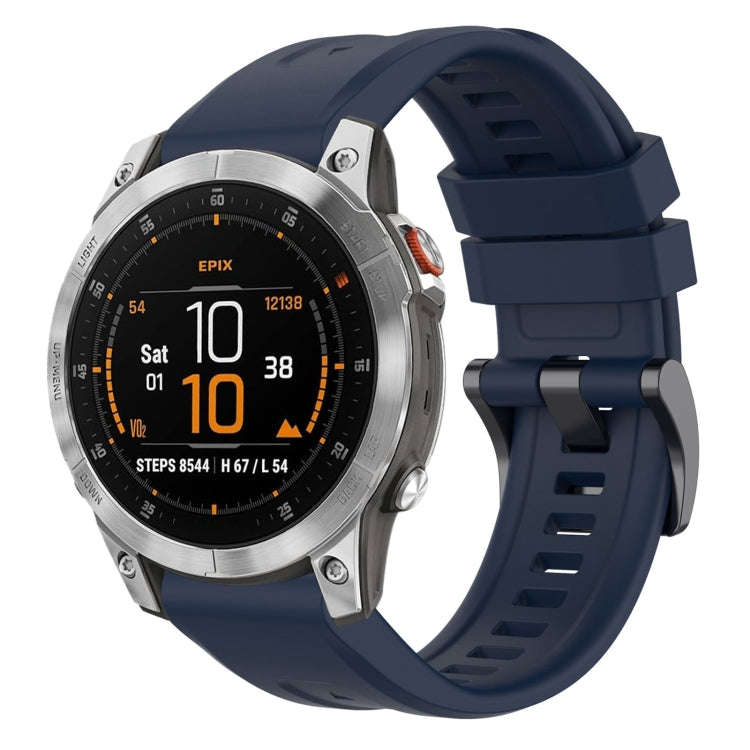 For Garmin Epix Gen2 / Epix Pro Gen2 47mm Solid Color Black Buckle Silicone Quick Release Watch B...