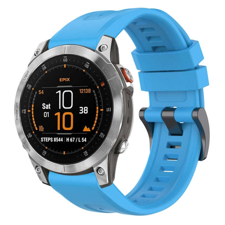 For Garmin Epix Gen2 / Epix Pro Gen2 47mm Solid Color Black Buckle Silicone Quick Release Watch B...