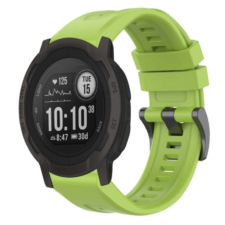 For Garmin Instinct 2 / Instinct Solid Color Black Buckle Silicone Quick Release Watch Band(Lime ...
