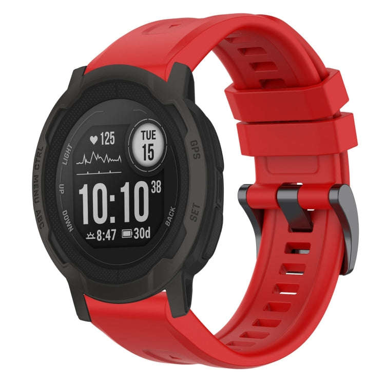 For Garmin Instinct 2 / Instinct Solid Color Black Buckle Silicone Quick Release Watch Band(Red)