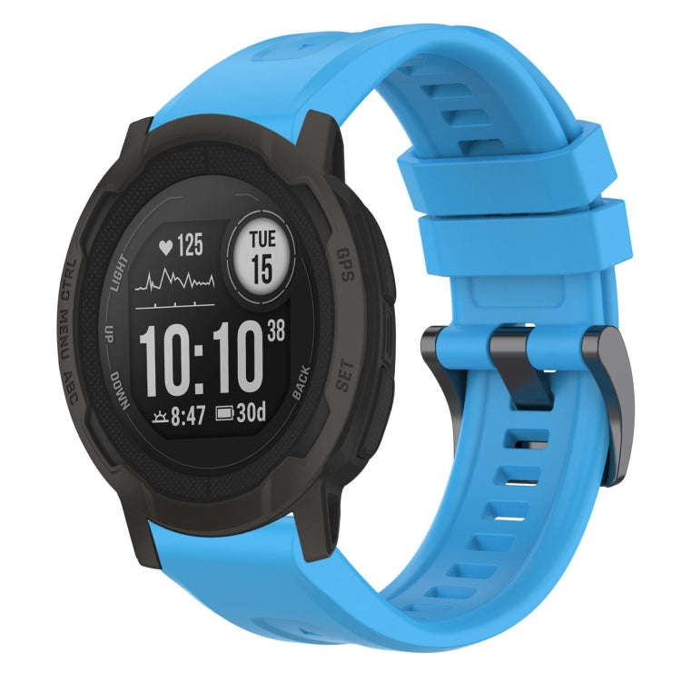 For Garmin Instinct 2 / Instinct Solid Color Black Buckle Silicone Quick Release Watch Band(Sky B...