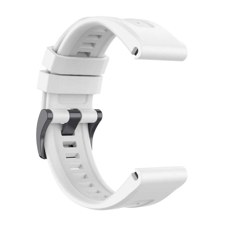 For Garmin Fenix 6 GPS Solid Color Black Buckle Silicone Quick Release Watch Band(White)