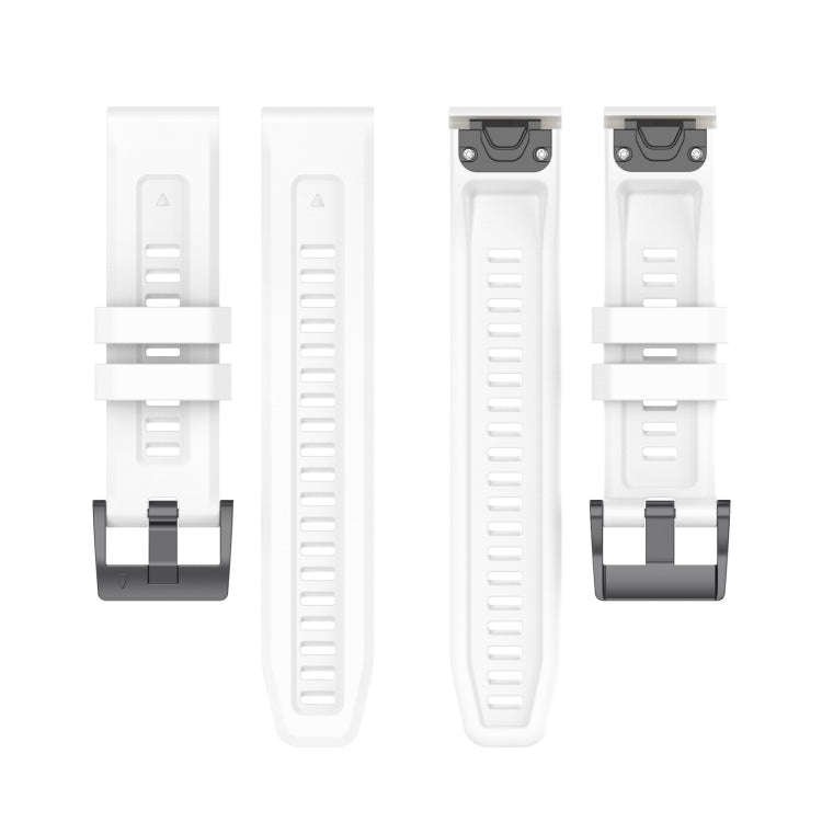 For Garmin Fenix 6 GPS Solid Color Black Buckle Silicone Quick Release Watch Band(White)