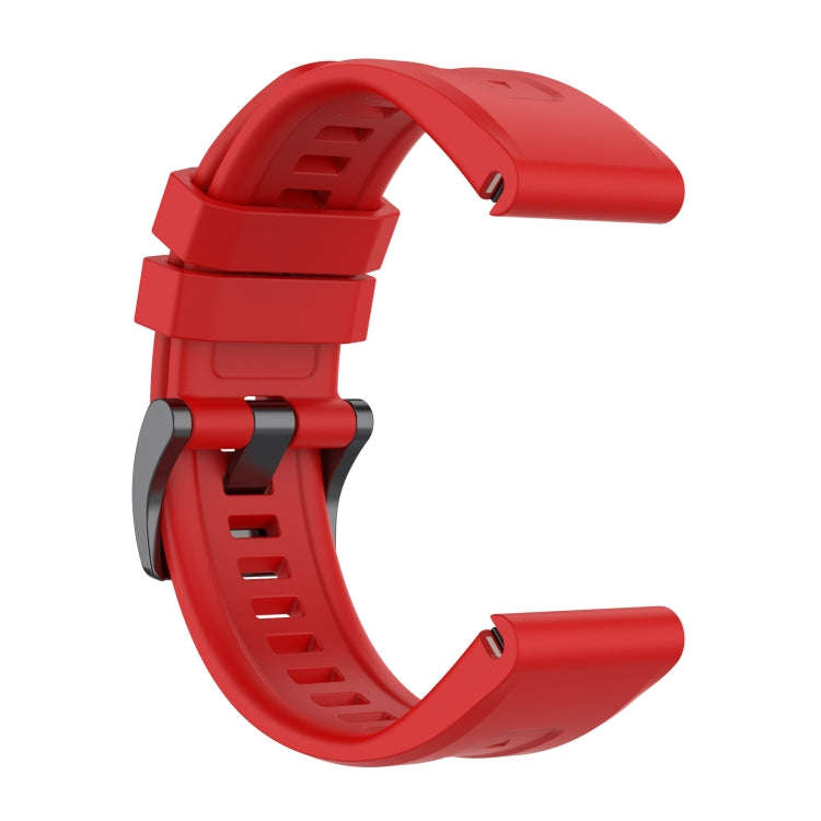 For Garmin Fenix 6 GPS Solid Color Black Buckle Silicone Quick Release Watch Band(Red)