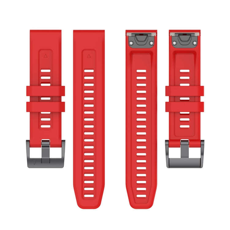 For Garmin Fenix 6 GPS Solid Color Black Buckle Silicone Quick Release Watch Band(Red)