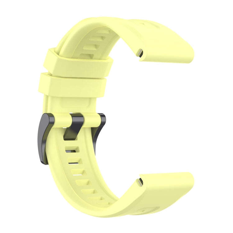 For Garmin Fenix 6 GPS Solid Color Black Buckle Silicone Quick Release Watch Band(Yellow)