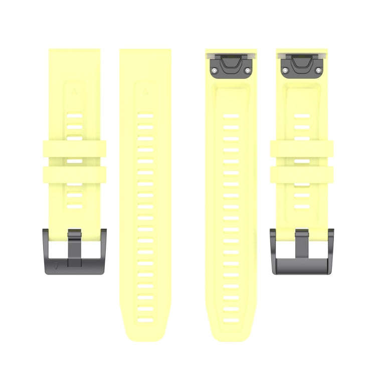 For Garmin Fenix 6 GPS Solid Color Black Buckle Silicone Quick Release Watch Band(Yellow)