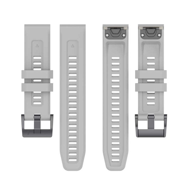 For Garmin Fenix 6 GPS Solid Color Black Buckle Silicone Quick Release Watch Band(Gray)