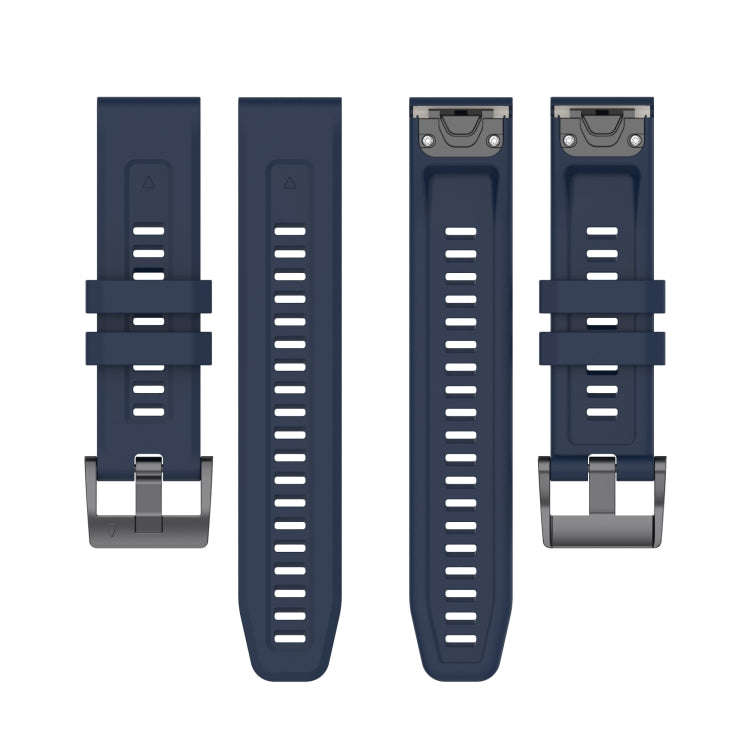 For Garmin Fenix 6 GPS Solid Color Black Buckle Silicone Quick Release Watch Band(Dark Blue)