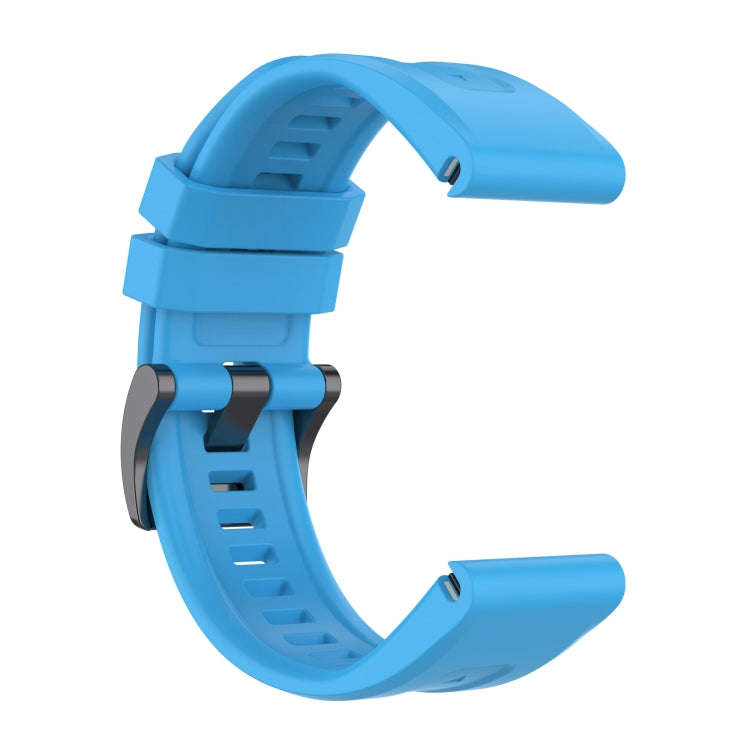 For Garmin Fenix 6 GPS Solid Color Black Buckle Silicone Quick Release Watch Band(Sky Blue)
