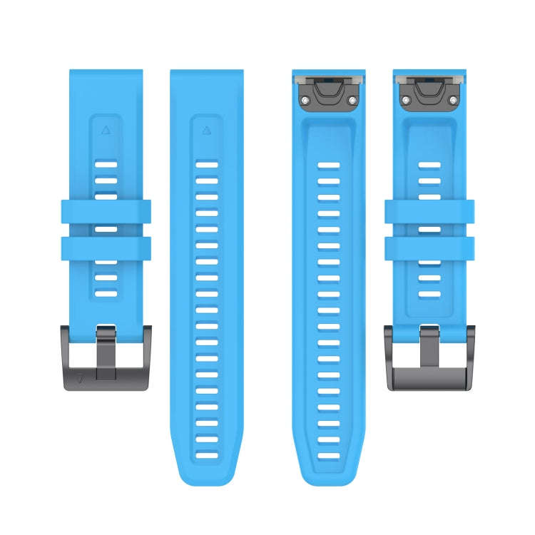 For Garmin Fenix 6 GPS Solid Color Black Buckle Silicone Quick Release Watch Band(Sky Blue)