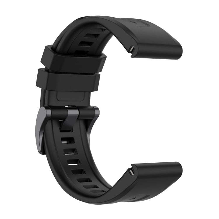 For Garmin Fenix 6 Pro GPS Solid Color Black Buckle Silicone Quick Release Watch Band(Black)