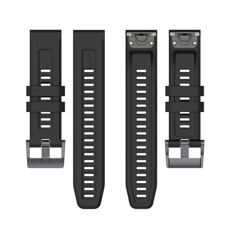 For Garmin Fenix 6 Pro GPS Solid Color Black Buckle Silicone Quick Release Watch Band(Black)