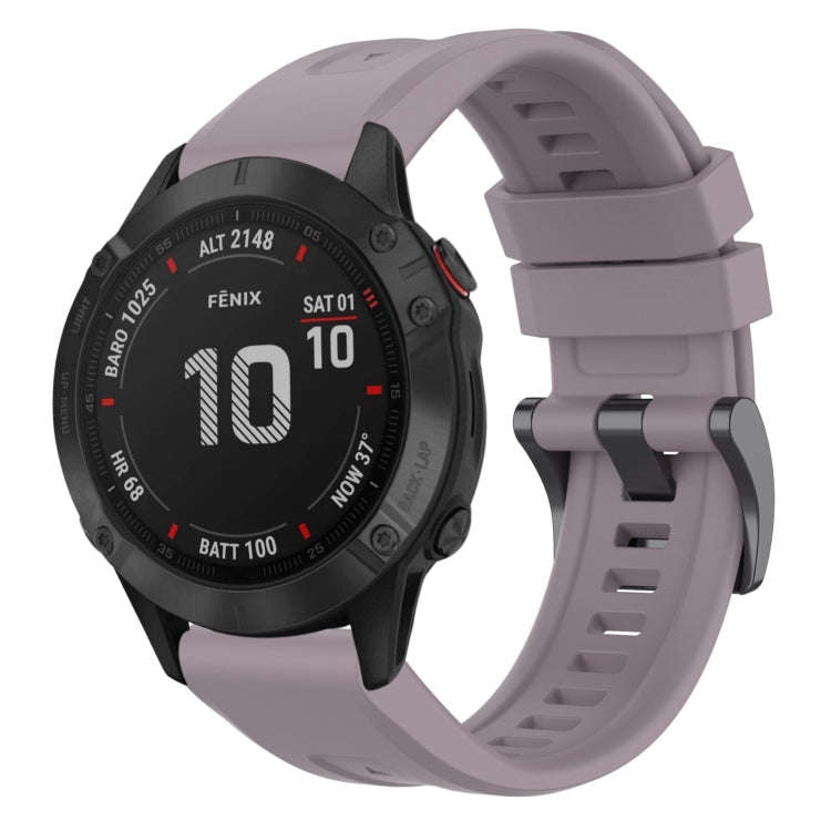 For Garmin Fenix 6 Pro GPS Solid Color Black Buckle Silicone Quick Release Watch Band(Purple)