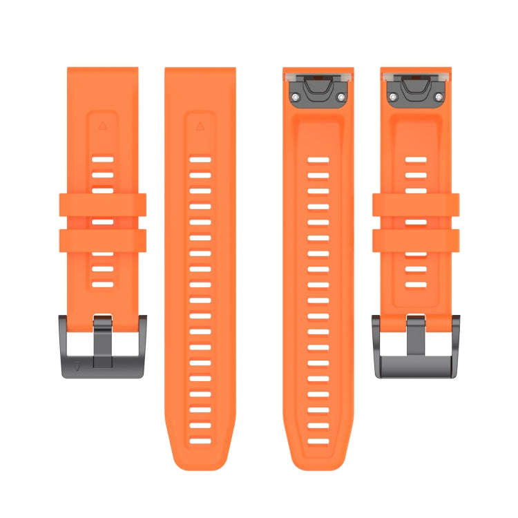 For Garmin Fenix 6 Pro GPS Solid Color Black Buckle Silicone Quick Release Watch Band(Orange)