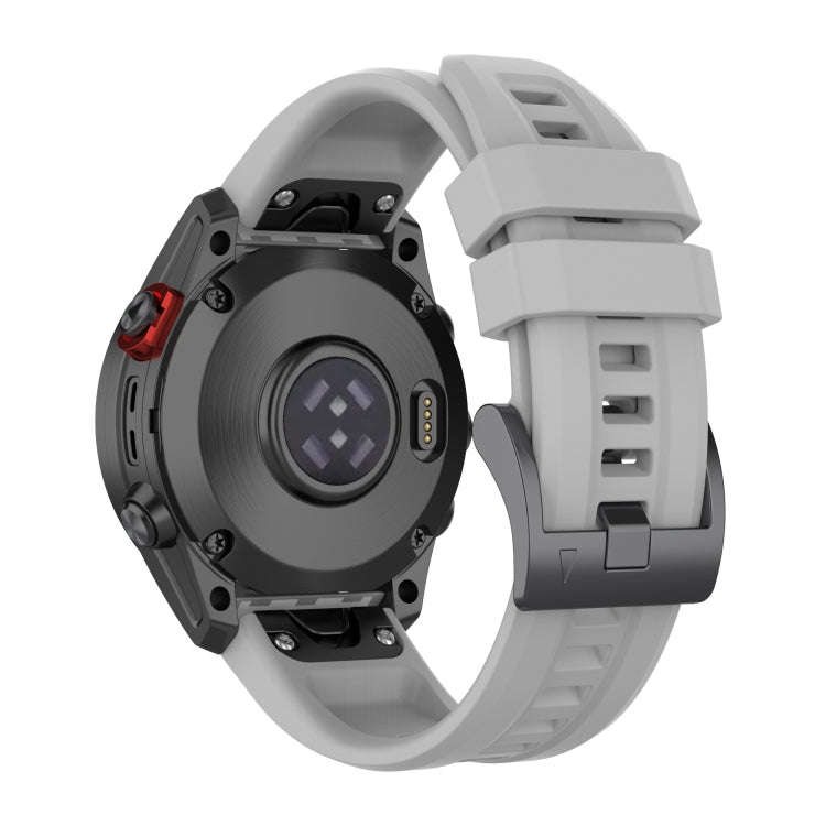 For Garmin Fenix 6 Pro GPS Solid Color Black Buckle Silicone Quick Release Watch Band(Gray)