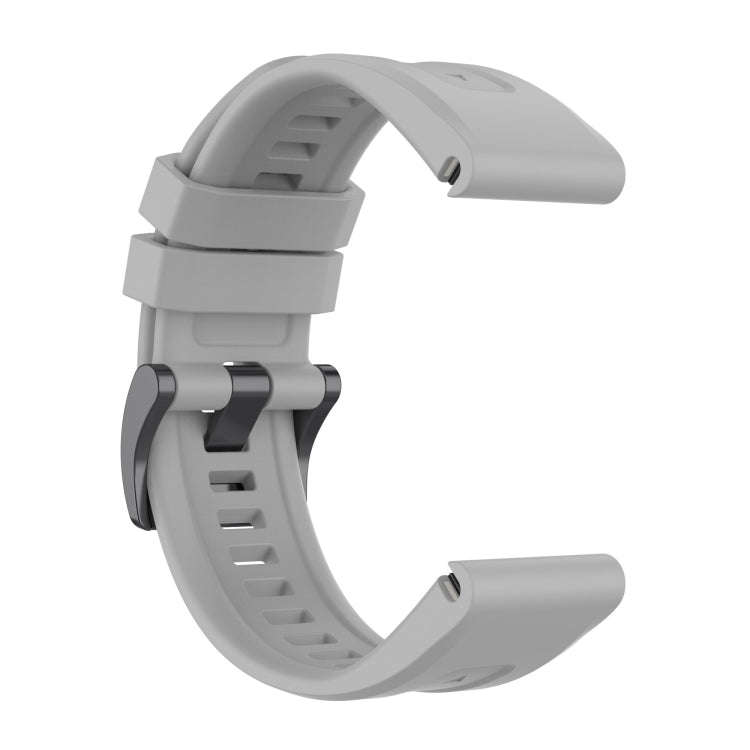 For Garmin Fenix 6 Pro GPS Solid Color Black Buckle Silicone Quick Release Watch Band(Gray)