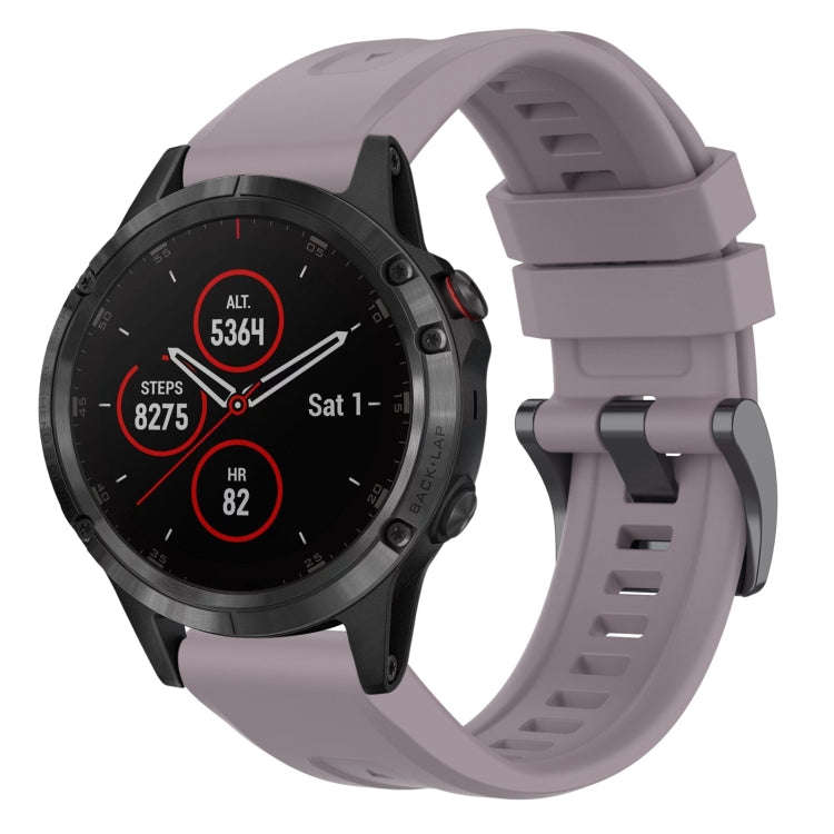 For Garmin Fenix 5 / Fenix 5 Plus Solid Color Black Buckle Silicone Quick Release Watch Band(Purple)
