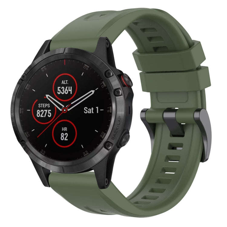 For Garmin Fenix 5 / Fenix 5 Plus Solid Color Black Buckle Silicone Quick Release Watch Band(Dark...