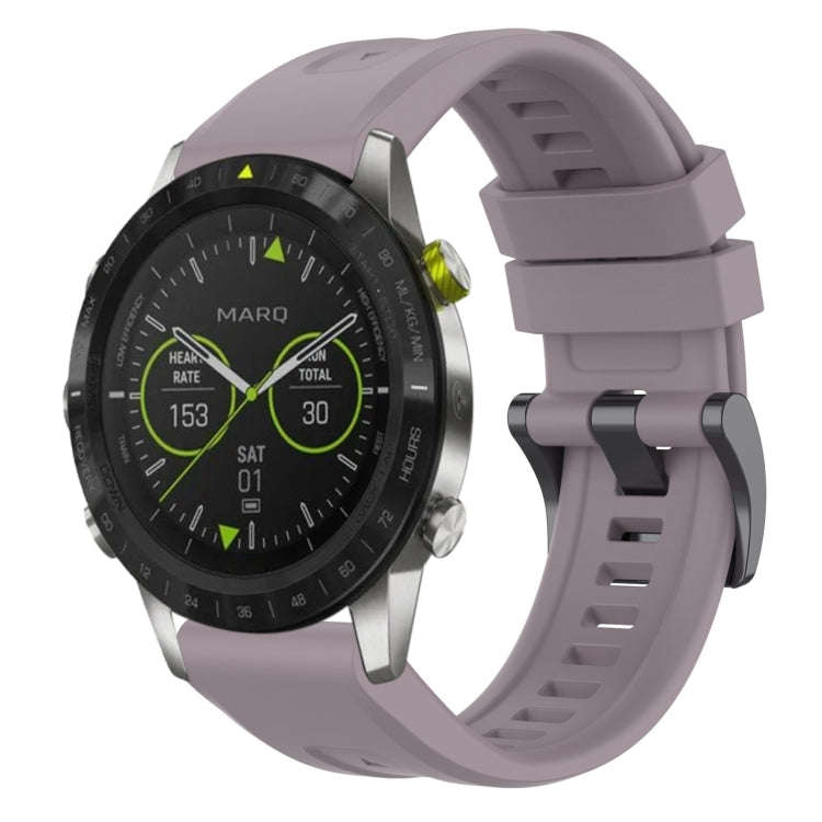 For Garmin MARQ Solid Color Black Buckle Silicone Quick Release Watch Band(Purple)