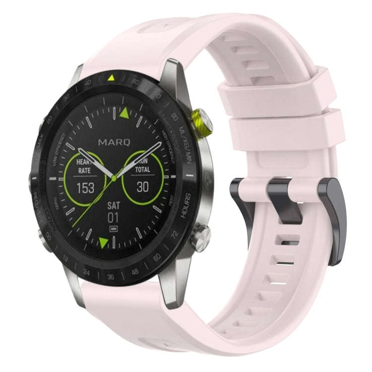 For Garmin MARQ Solid Color Black Buckle Silicone Quick Release Watch Band(Pink)