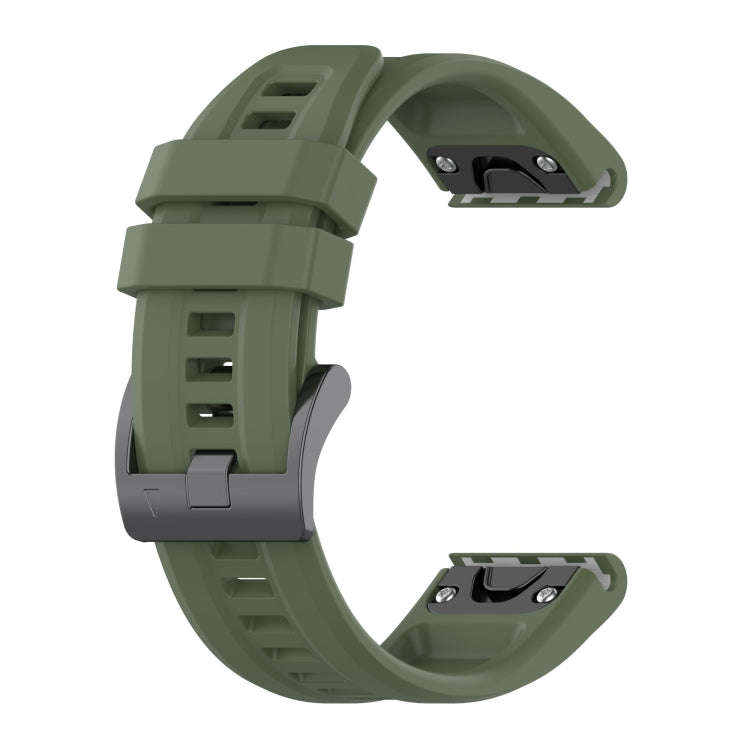 For Garmin MARQ Solid Color Black Buckle Silicone Quick Release Watch Band(Dark Green)