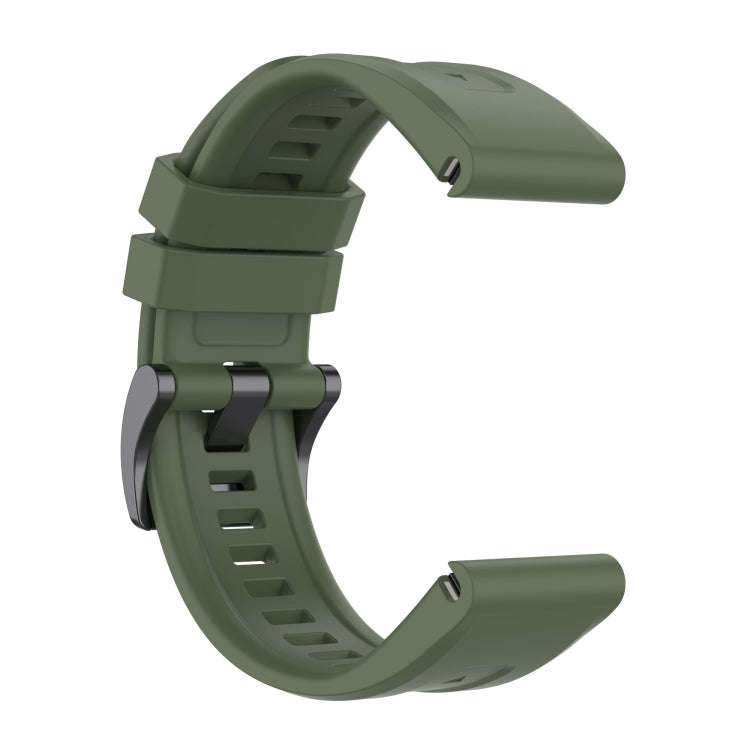 For Garmin MARQ Solid Color Black Buckle Silicone Quick Release Watch Band(Dark Green)