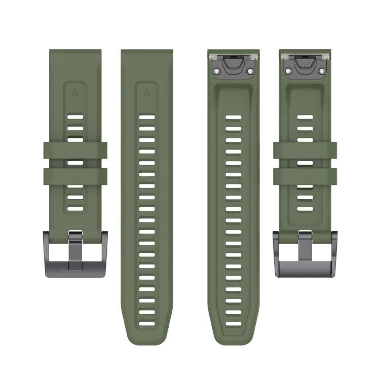 For Garmin MARQ Solid Color Black Buckle Silicone Quick Release Watch Band(Dark Green)