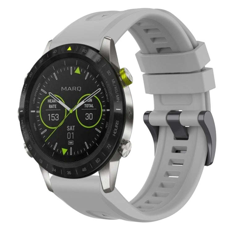 For Garmin MARQ Solid Color Black Buckle Silicone Quick Release Watch Band(Gray)