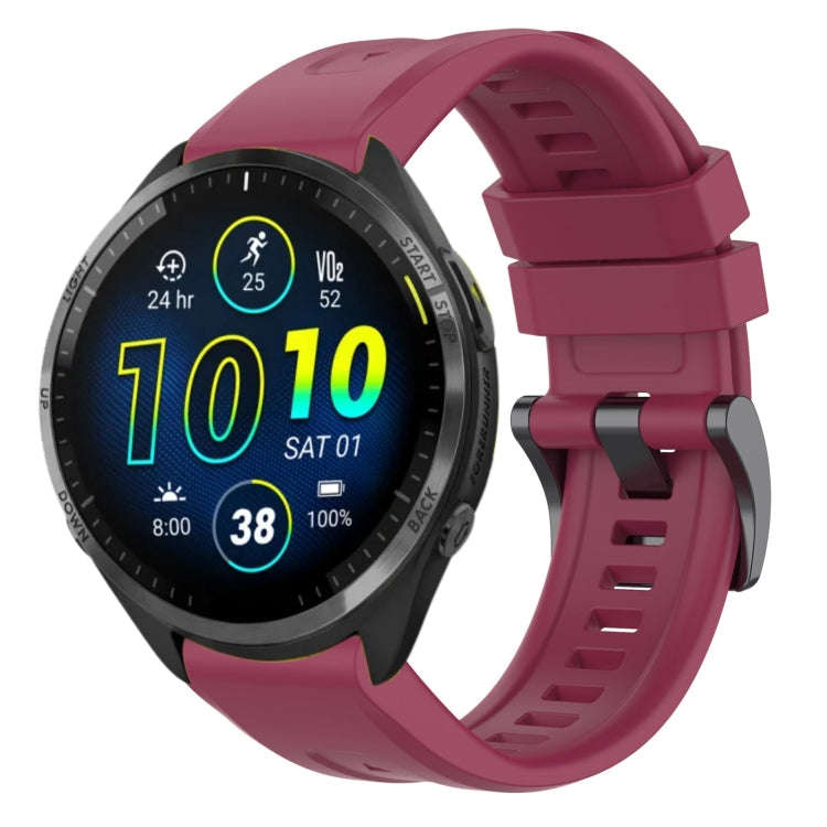 For Garmin Forerunner 965 / 955 / 945 / 935 Solid Color Black Buckle Silicone Quick Release Watch...