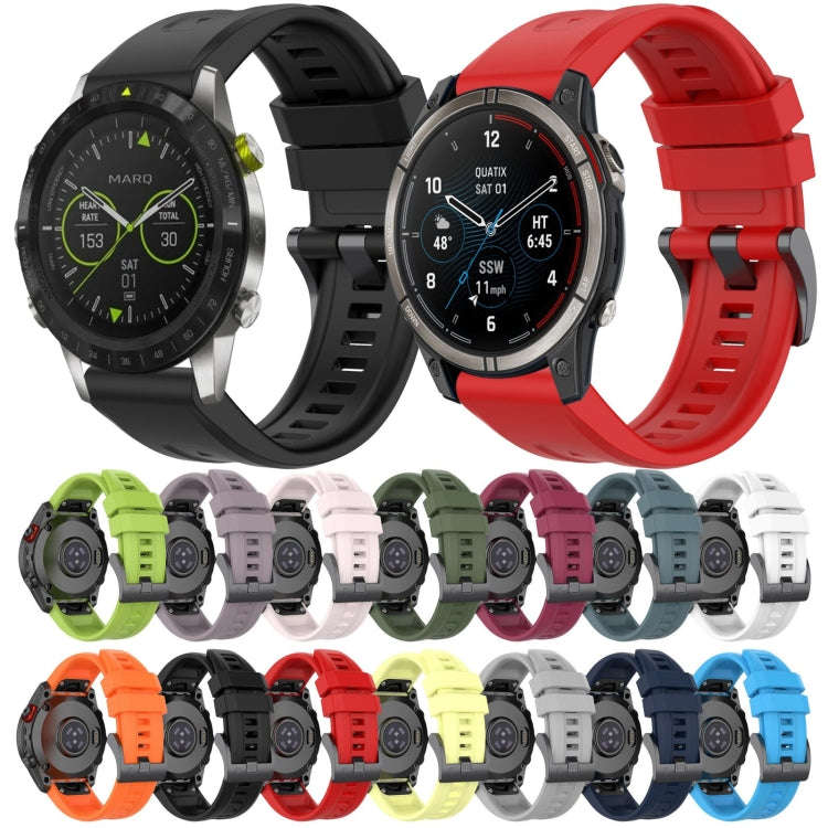 For Garmin Fenix 7 Pro Solid Color Black Buckle Silicone Quick Release Watch Band(Wine Red)