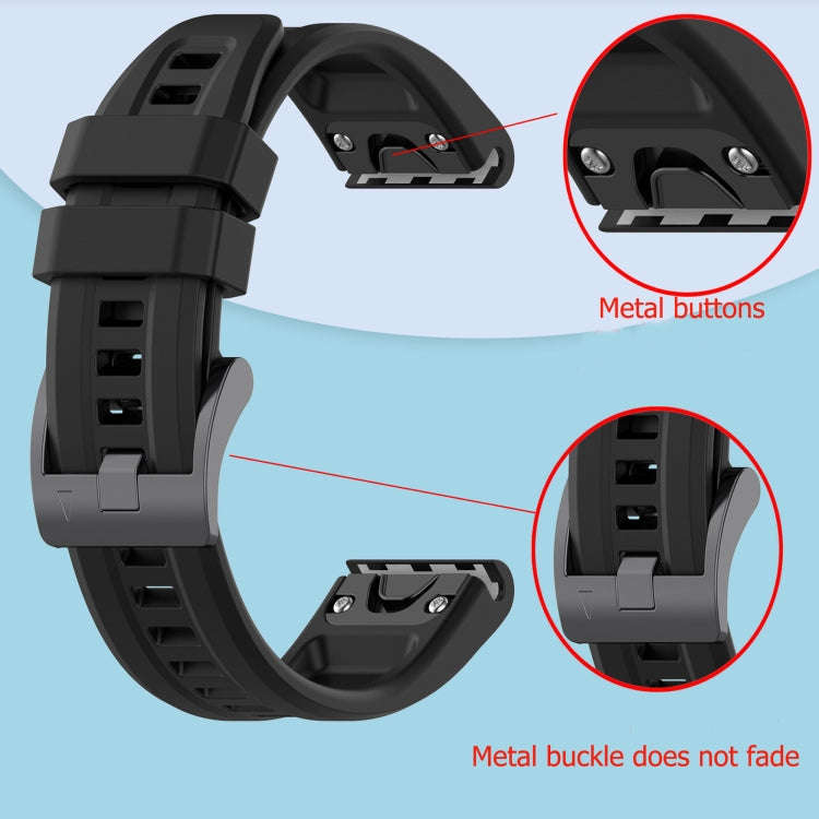 For Garmin Fenix 6 Pro GPS Solid Color Black Buckle Silicone Quick Release Watch Band(Red)