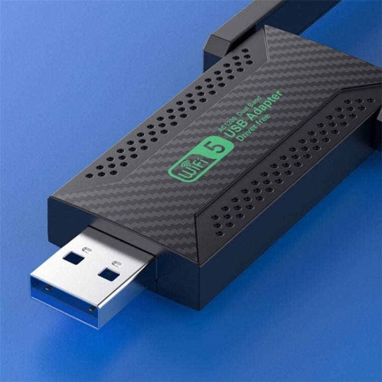 For Desktop PC Laptop Dual Band Driver-Free USB3.0 5G 1200Mbps WiFi Wireless Adapter