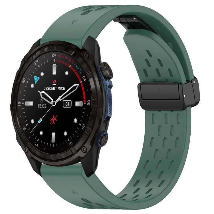 For Garmin Descent MK3i / MK3 51mm 26mm Holes Magnetic Folding Buckle Silicone Watch Band(Dark Gr...